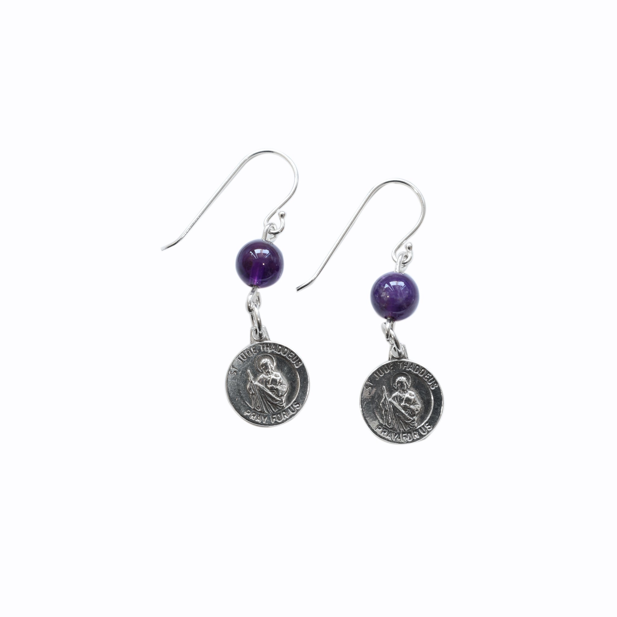 Divine Amethyst & Sterling Silver St. Jude Earrings