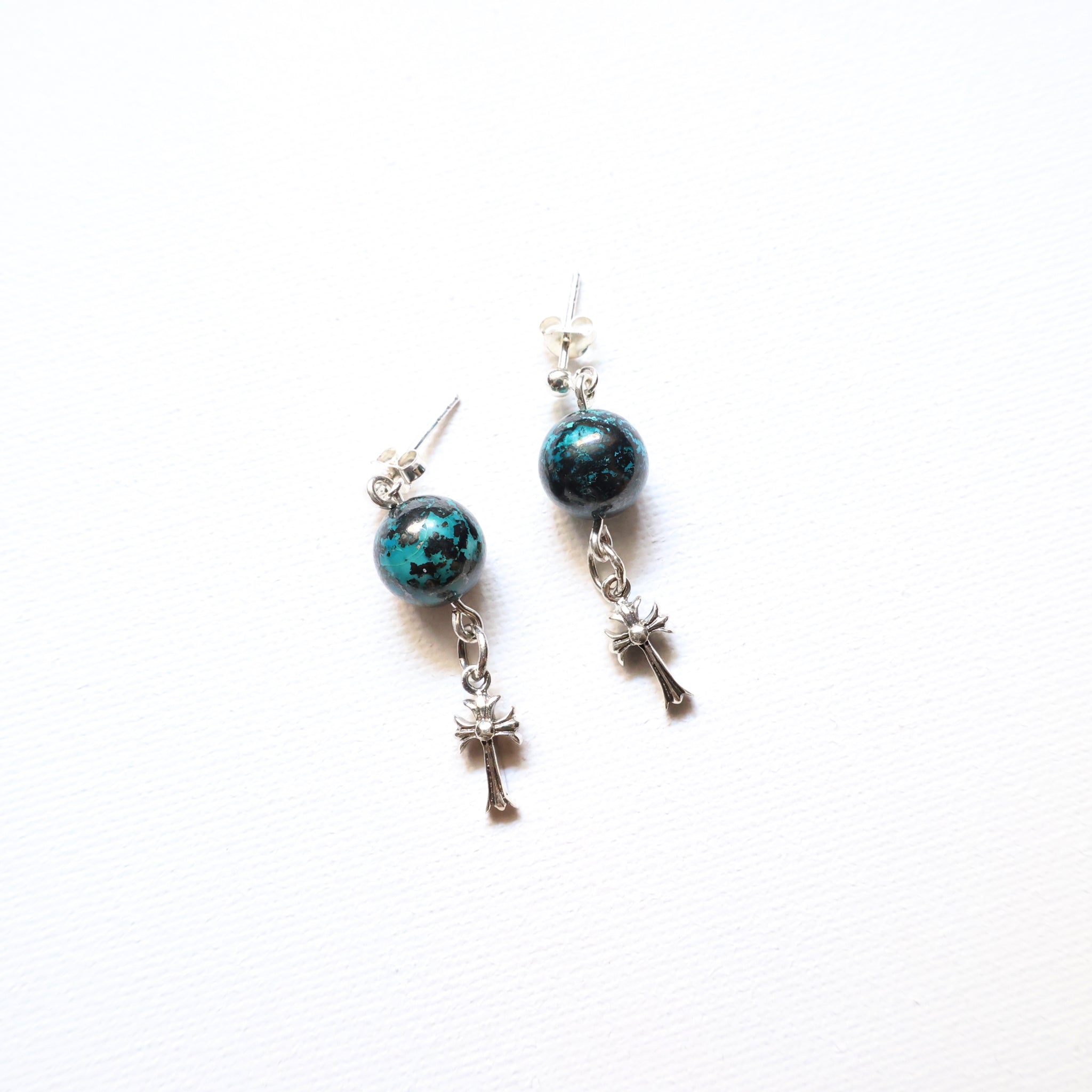 Elegant Chrysocolla & Sterling Silver Earrings