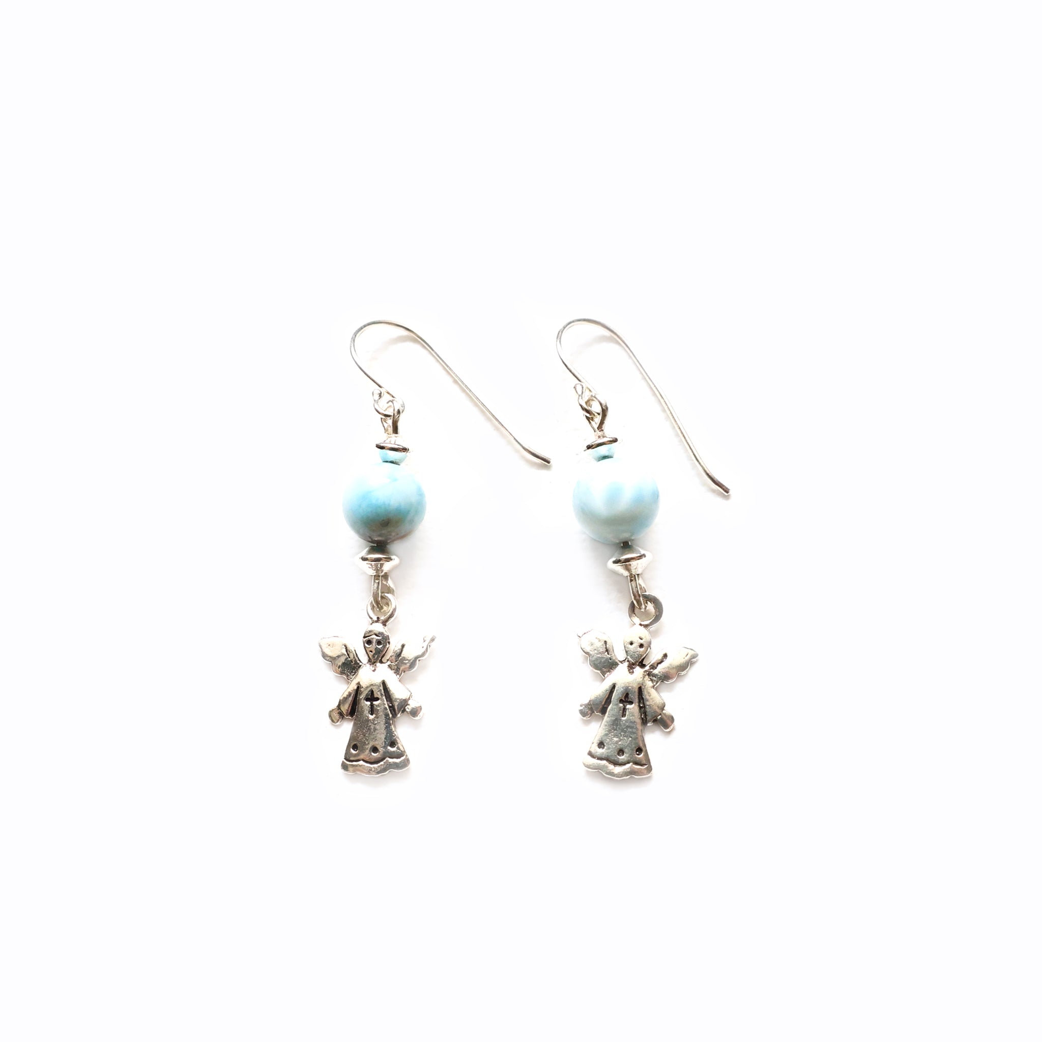 Silver Little Angels with Larimar Earrings