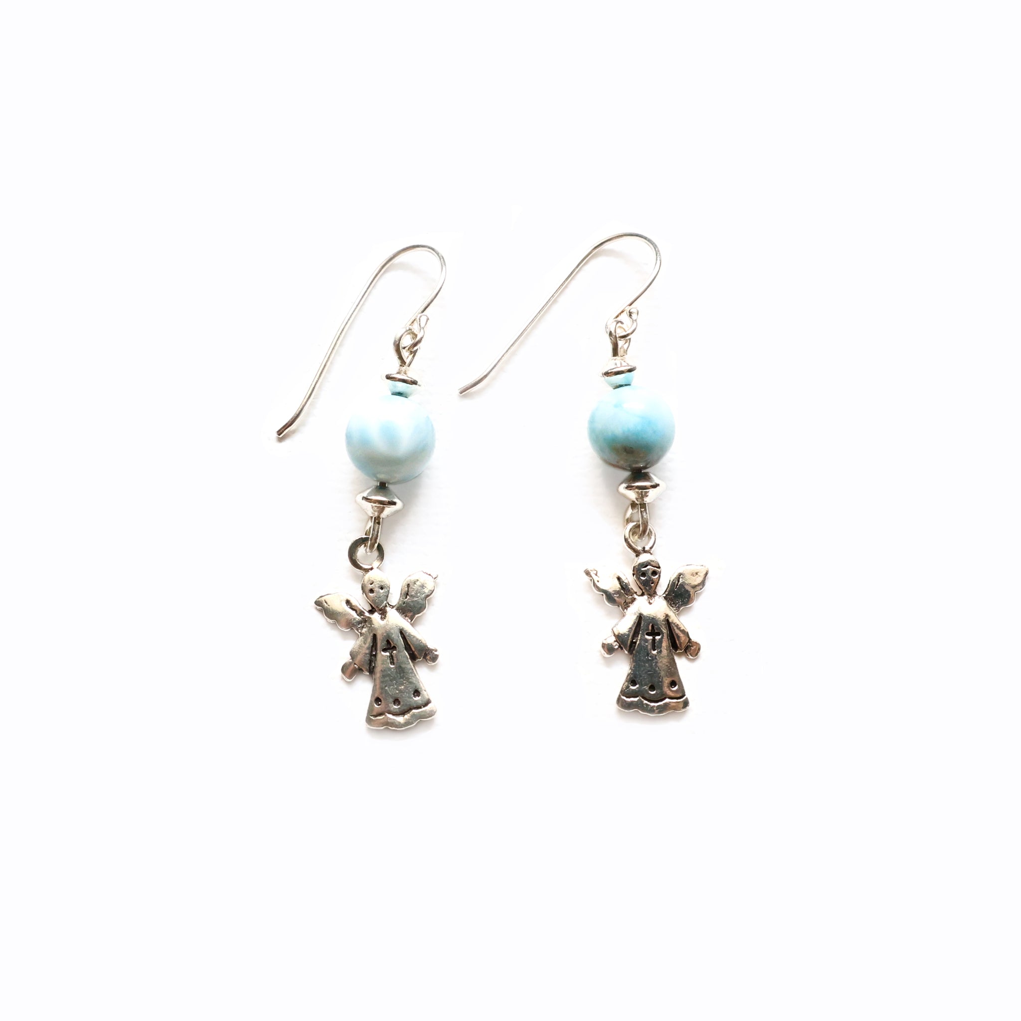 Silver Little Angels with Larimar Earrings