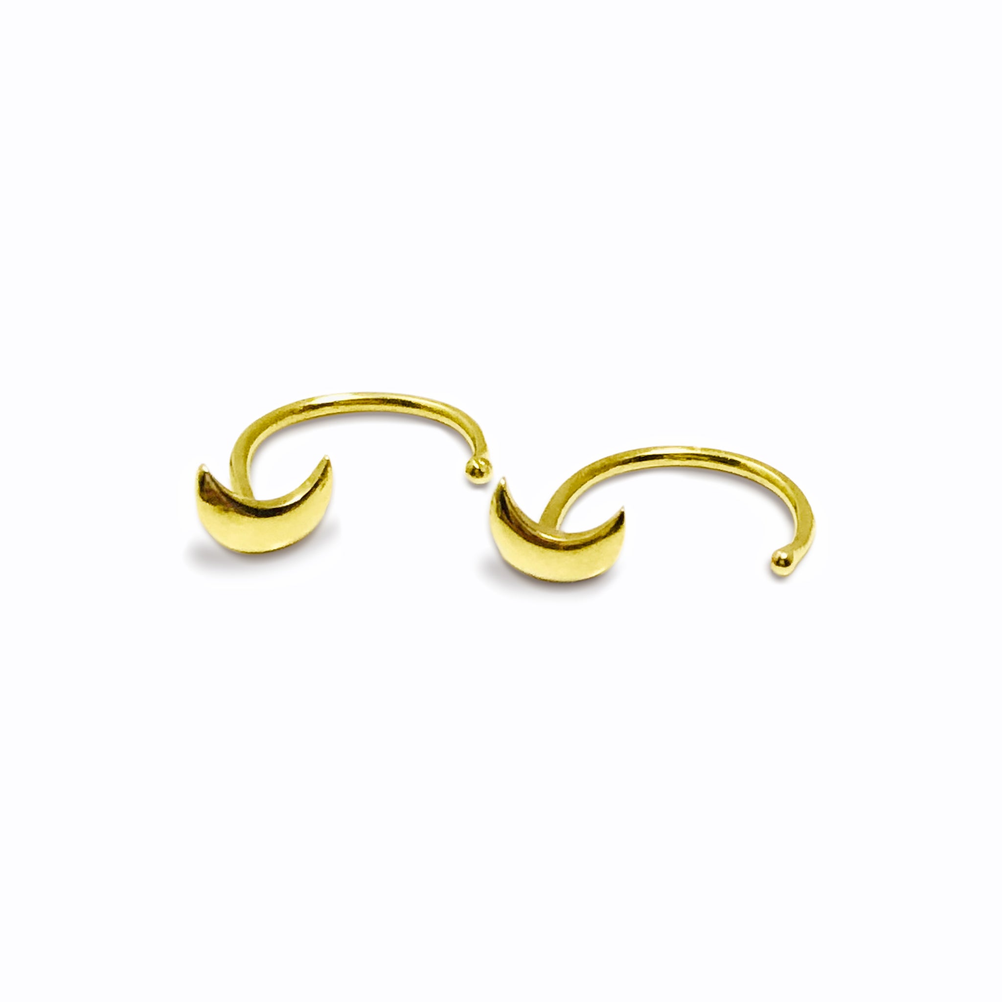 Celestial Harmony 18K Gold Crescent Moon Stud Earrings