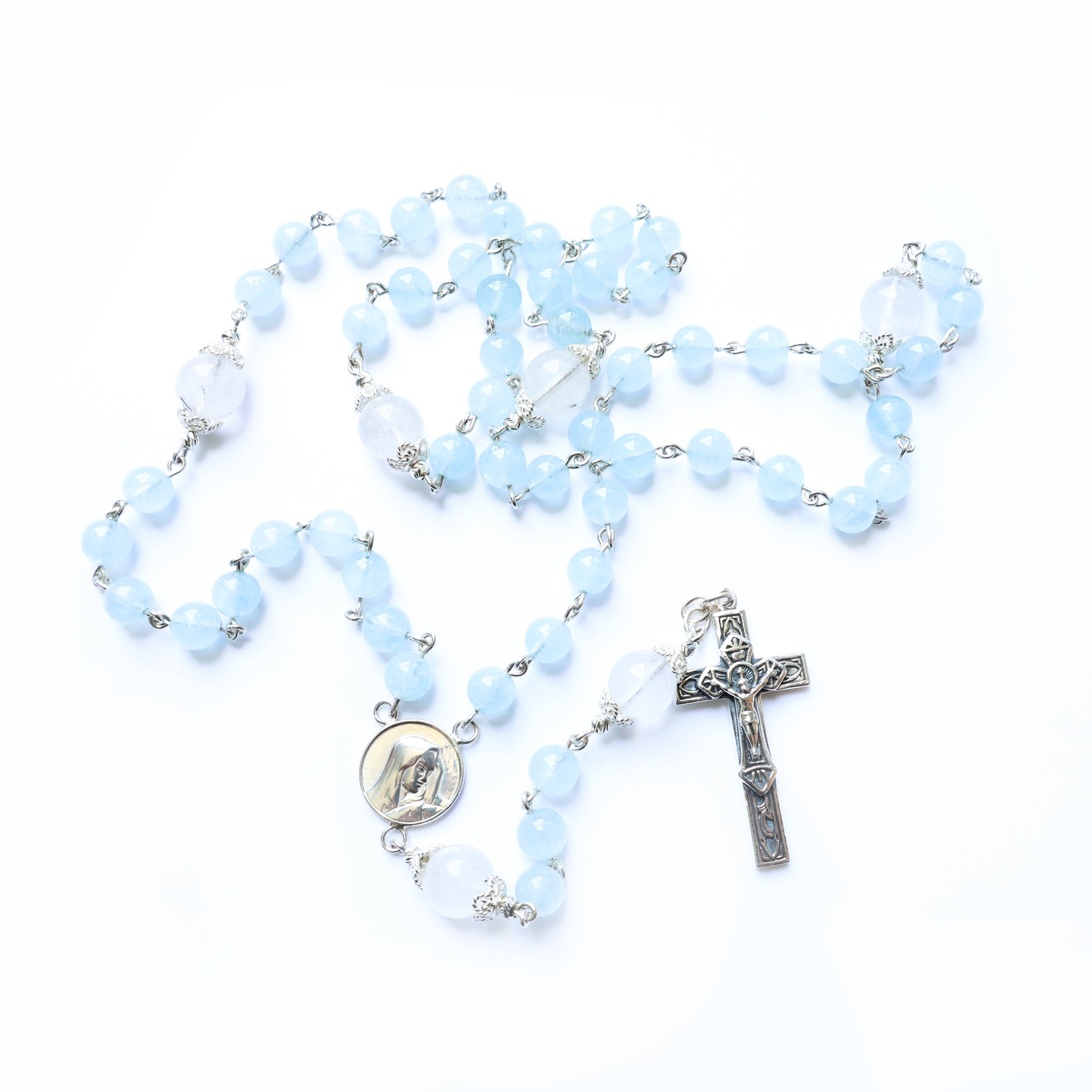 Serene Tourmaline Aquamarine Rosary